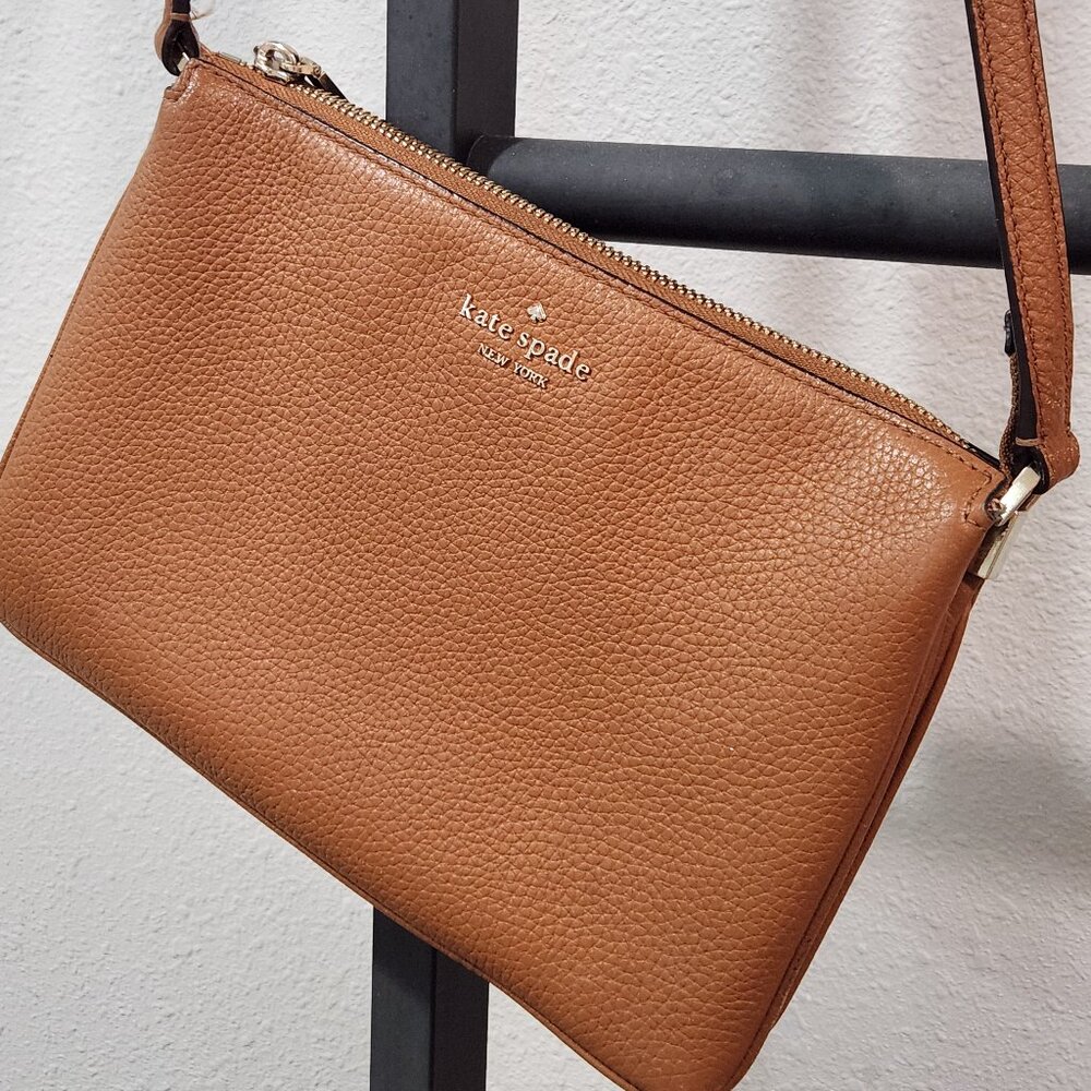kate spade ♤ Saddle Tan Leather Crossbody Gold